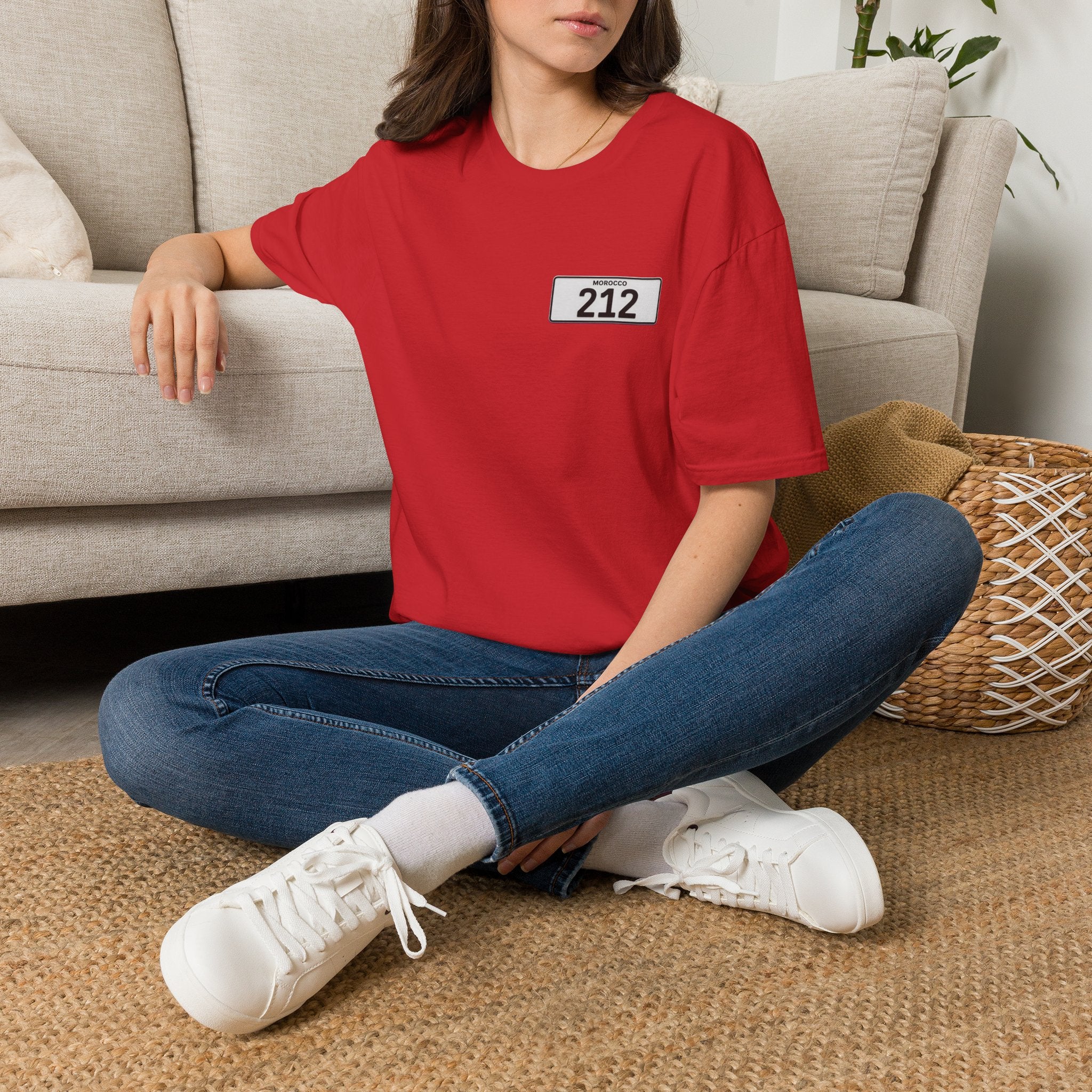 T-Shirt — Morocco 212 Minimal License Plate Design