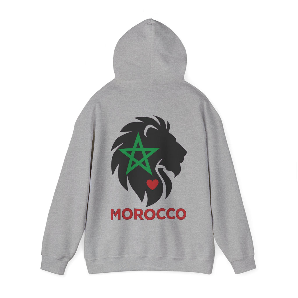 Sweat à capuche Lion du Maroc – Étoile verte et cœur rouge - LUMÏA