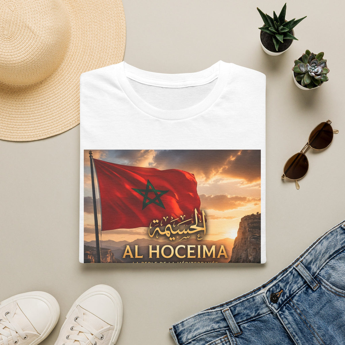 Al Hoceima Flag T-Shirt — Moroccan City Sunset Tee - LUMÏA