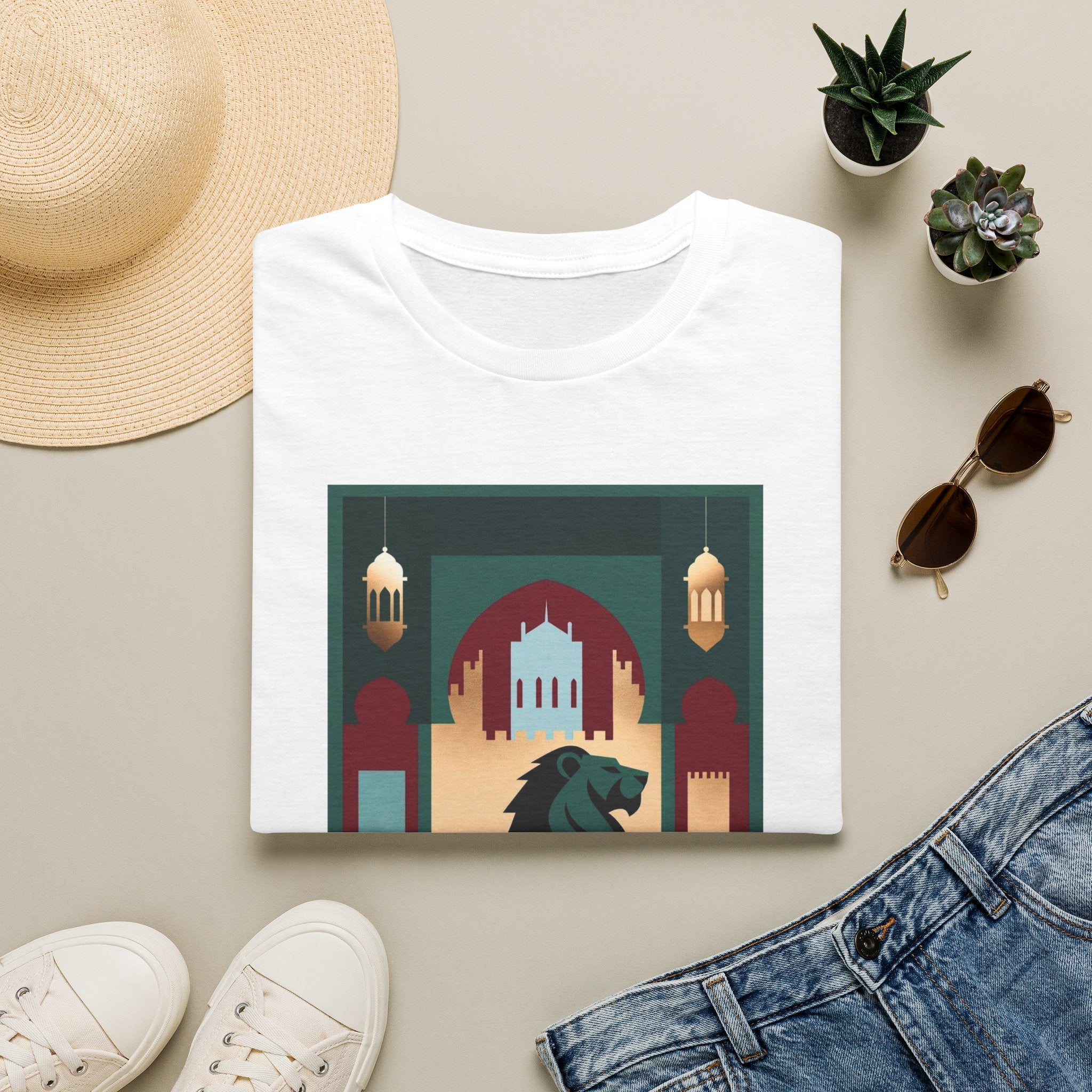 Morocco Travel Poster T-Shirt — Maroc Lion Retro Souvenir