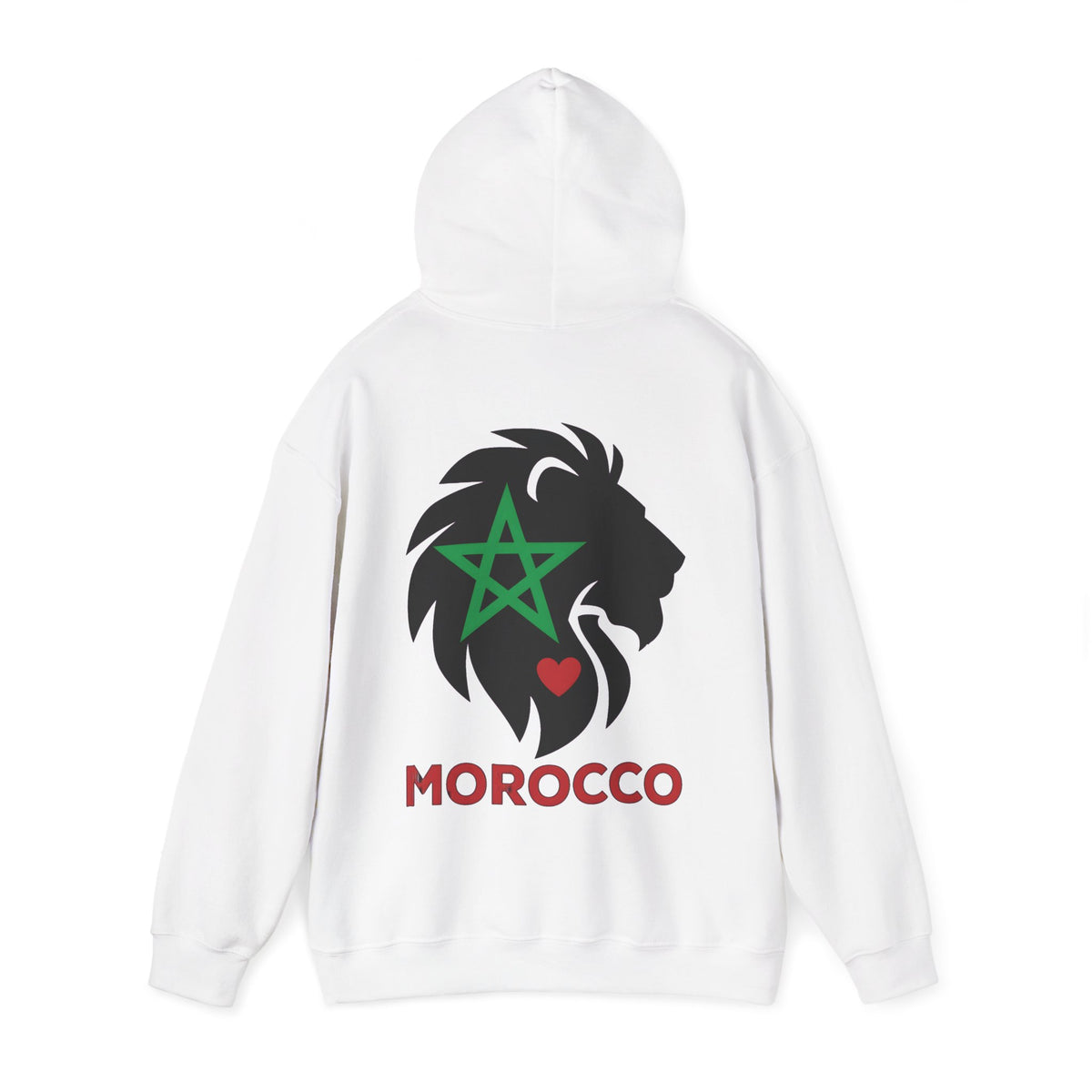 Sweat à capuche Lion du Maroc – Étoile verte et cœur rouge - LUMÏA