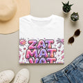 Retro Bubble-Text Tee — 'ZAT MAT VAT' Pink Tropical Graphic T-Shirt
