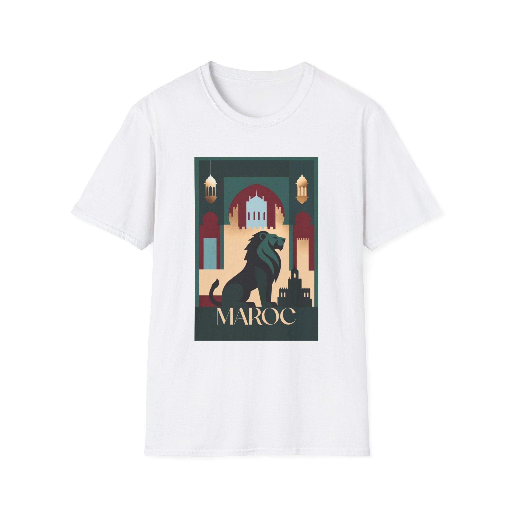 Morocco Travel Poster T-Shirt — Maroc Lion Retro Souvenir