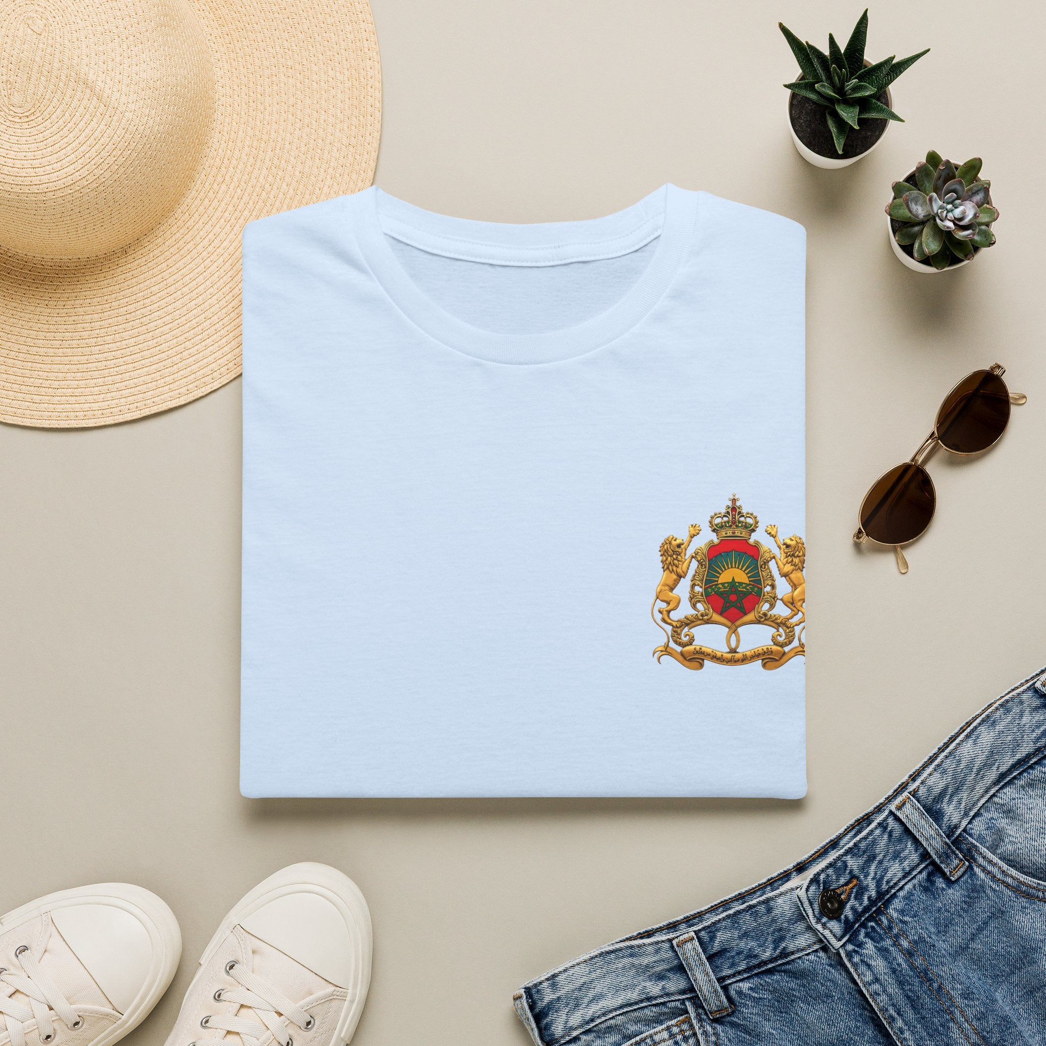 Morocco Coat of Arms Chest Emblem T-Shirt — Moroccan Crest Tee - LUMÏA