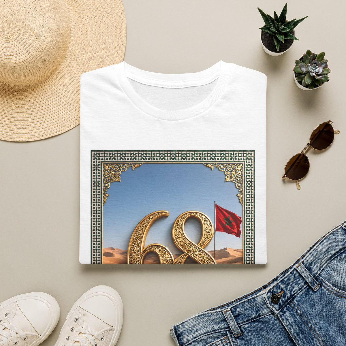 68 Laayoune Graphic T-Shirt — Moroccan Sahara Retro Desert Flag Design - LUMÏA