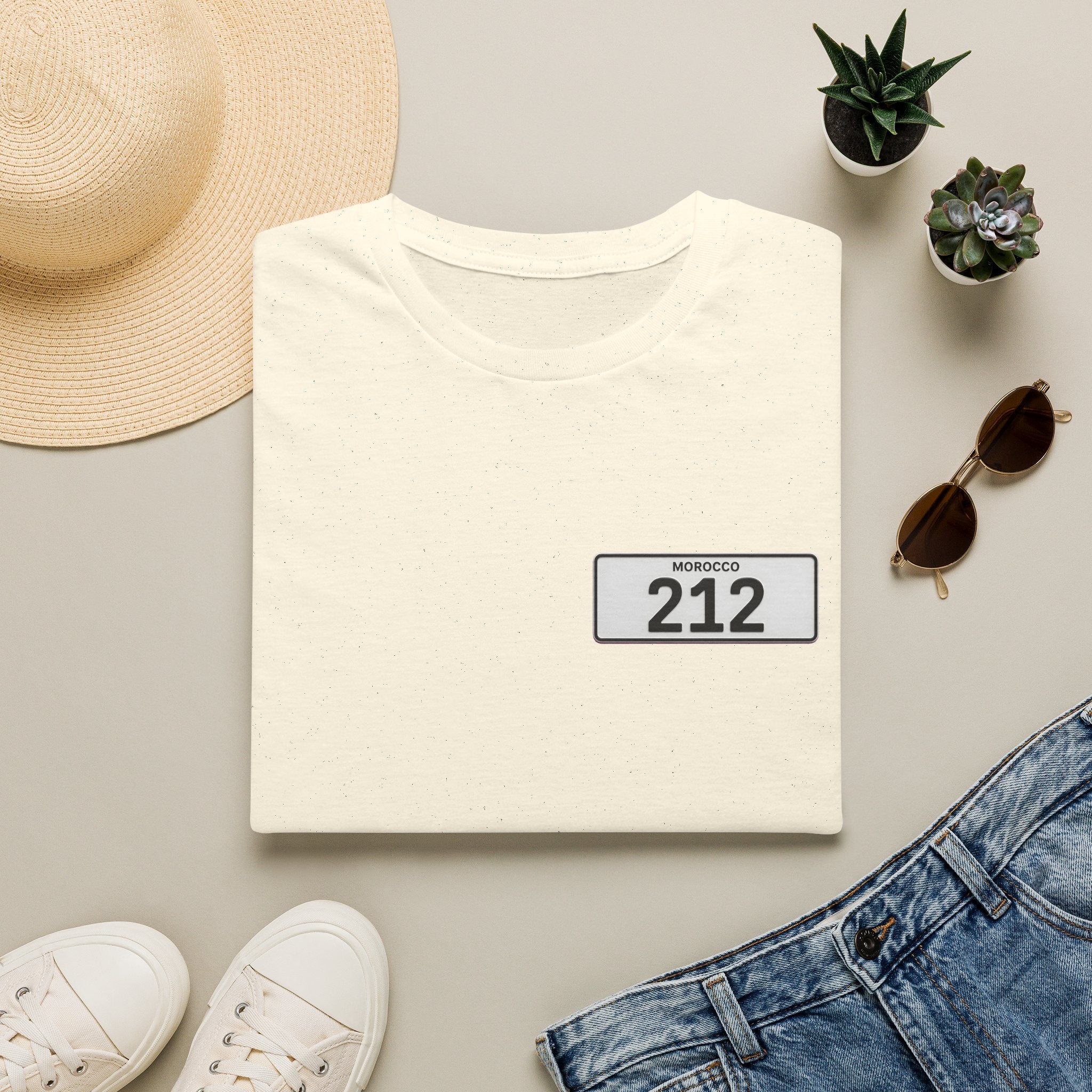 Morocco 212 License Plate T-Shirt — Minimal Vintage Auto Tee - LUMÏA