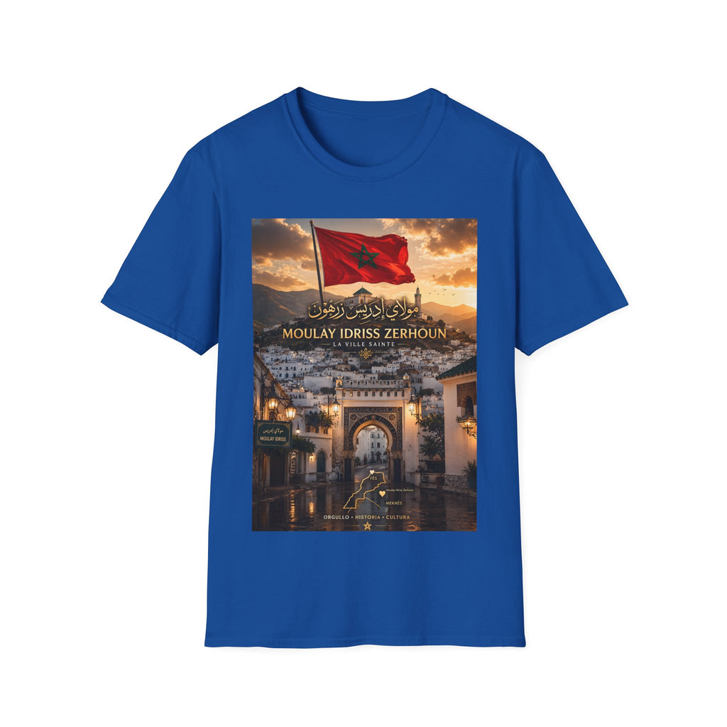 Moulay Idriss Zerhoun Morocco Flag T‑Shirt – Scenic Cityscape Tee