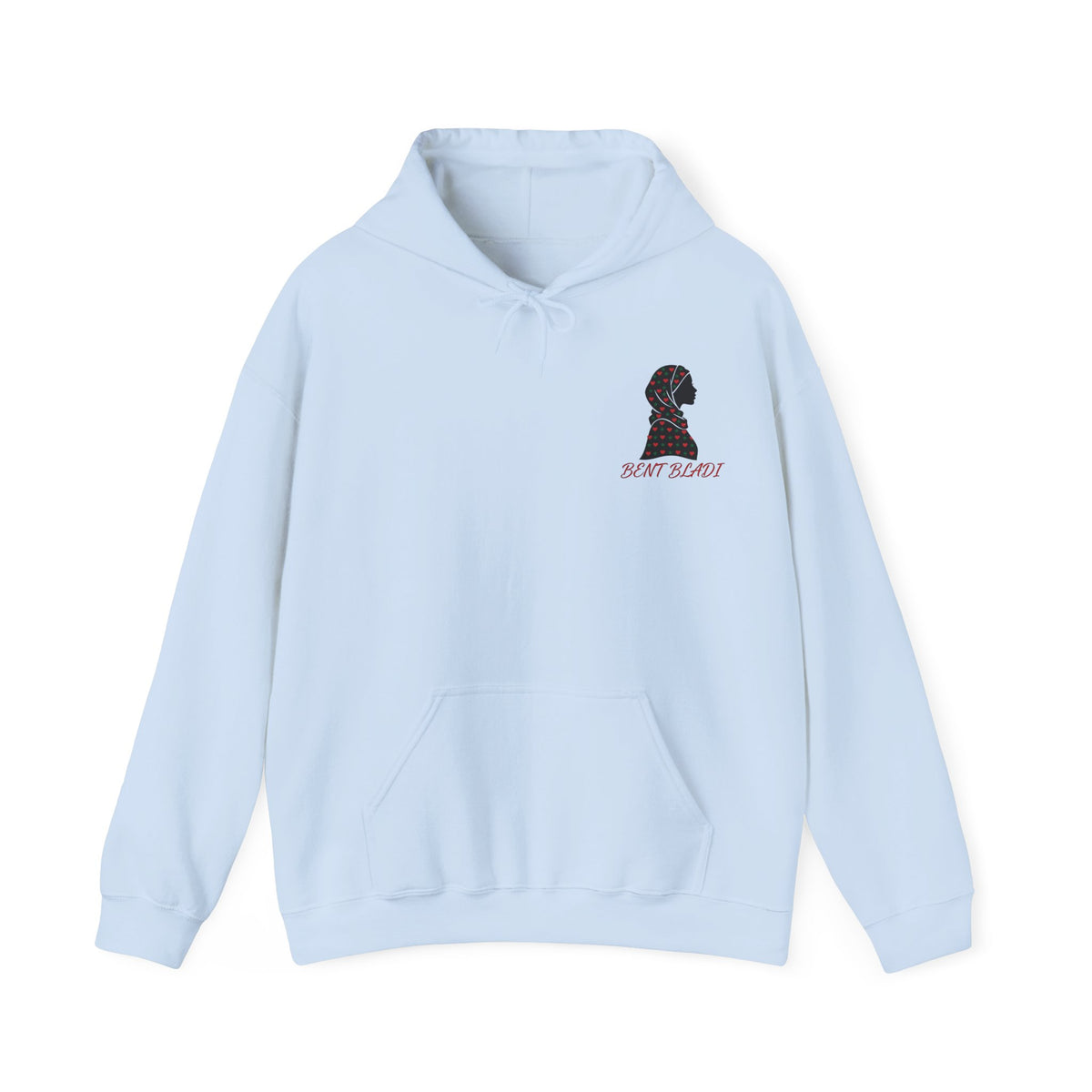 Sweat à capuche Bent Bladi – Silhouette féminine au foulard à cœurs - LUMÏA