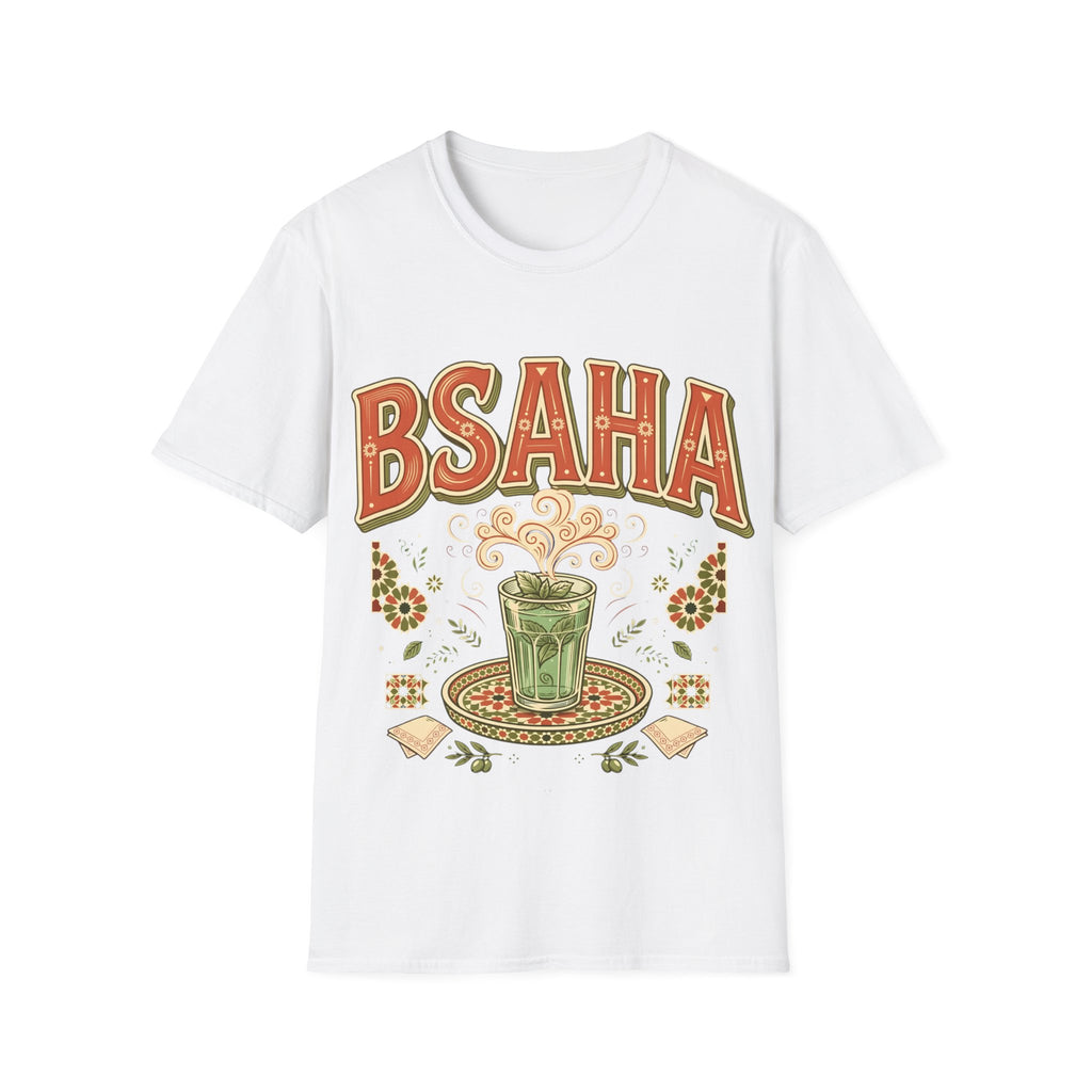 T-Shirt — 'BSAHA' Retro Floral Tee with Matcha Glass Graphic - LUMÏA