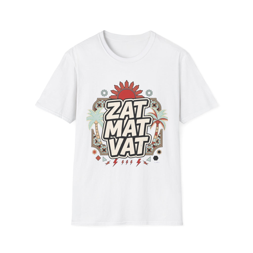 ZAT MAT VAT Graphic T-Shirt — Retro Sun & Palm Beach Vibe Tee