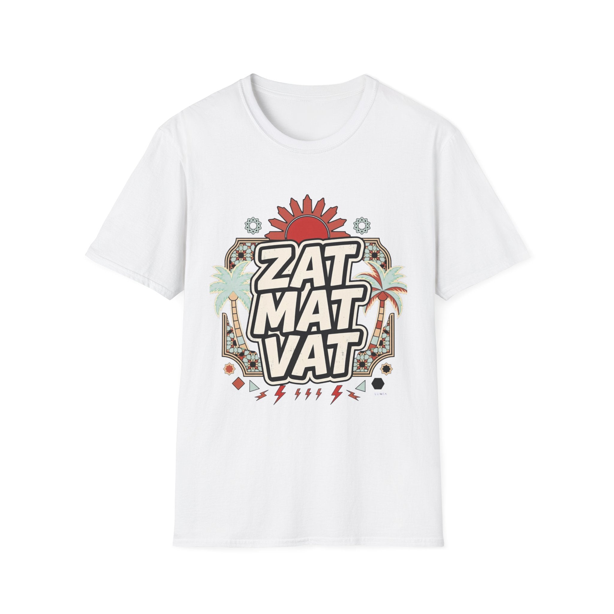 ZAT MAT VAT Graphic T-Shirt — Retro Sun & Palm Beach Vibe Tee