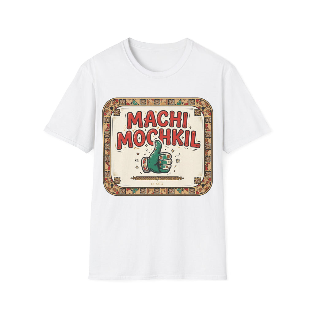 Machi Mochkil Graphic T‑Shirt — Retro Thumbs-Up Punjabi Phrase Tee
