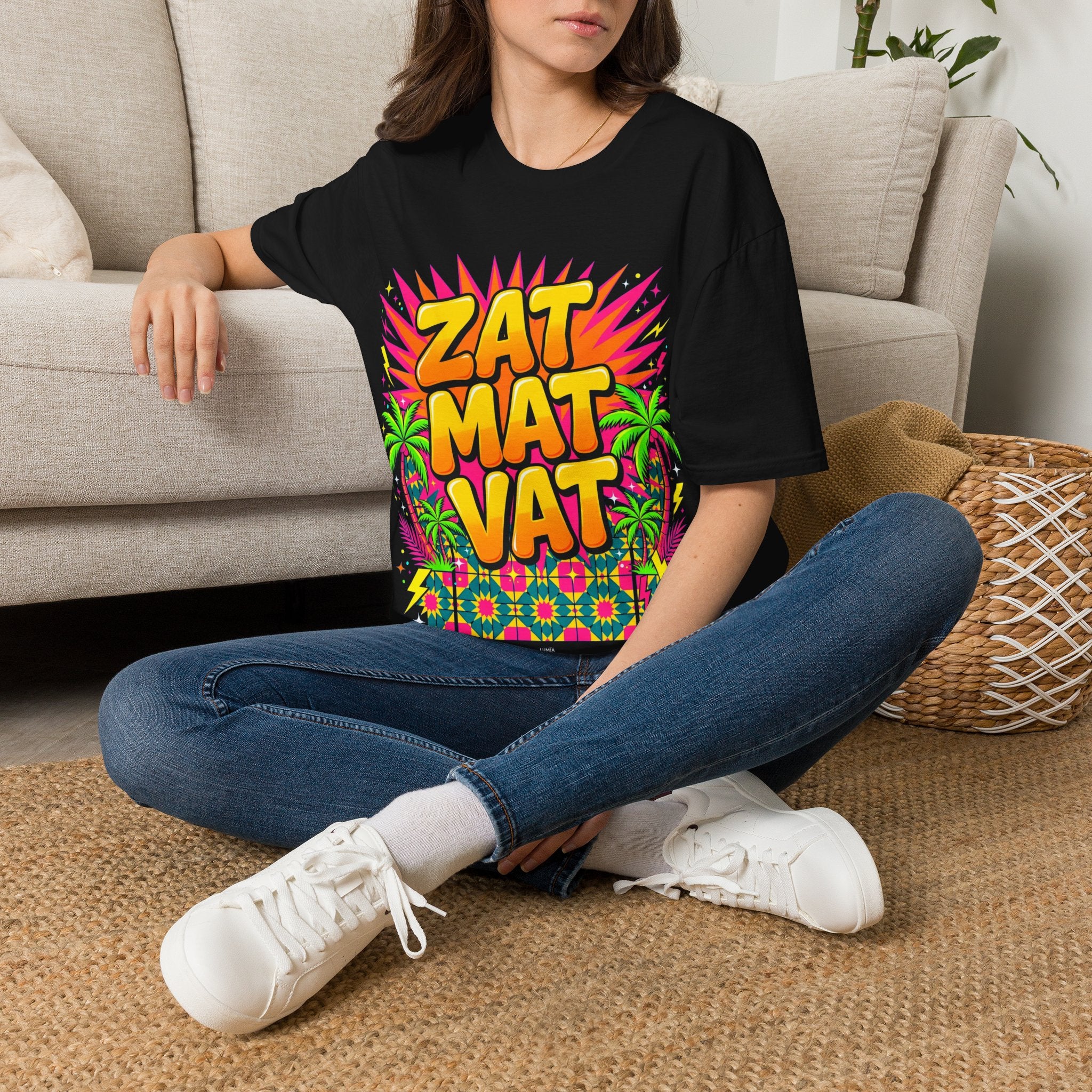 Zat Mat Vat Tropical Pop T-Shirt — Bright Hawaiian Graphic Tee - LUMÏA