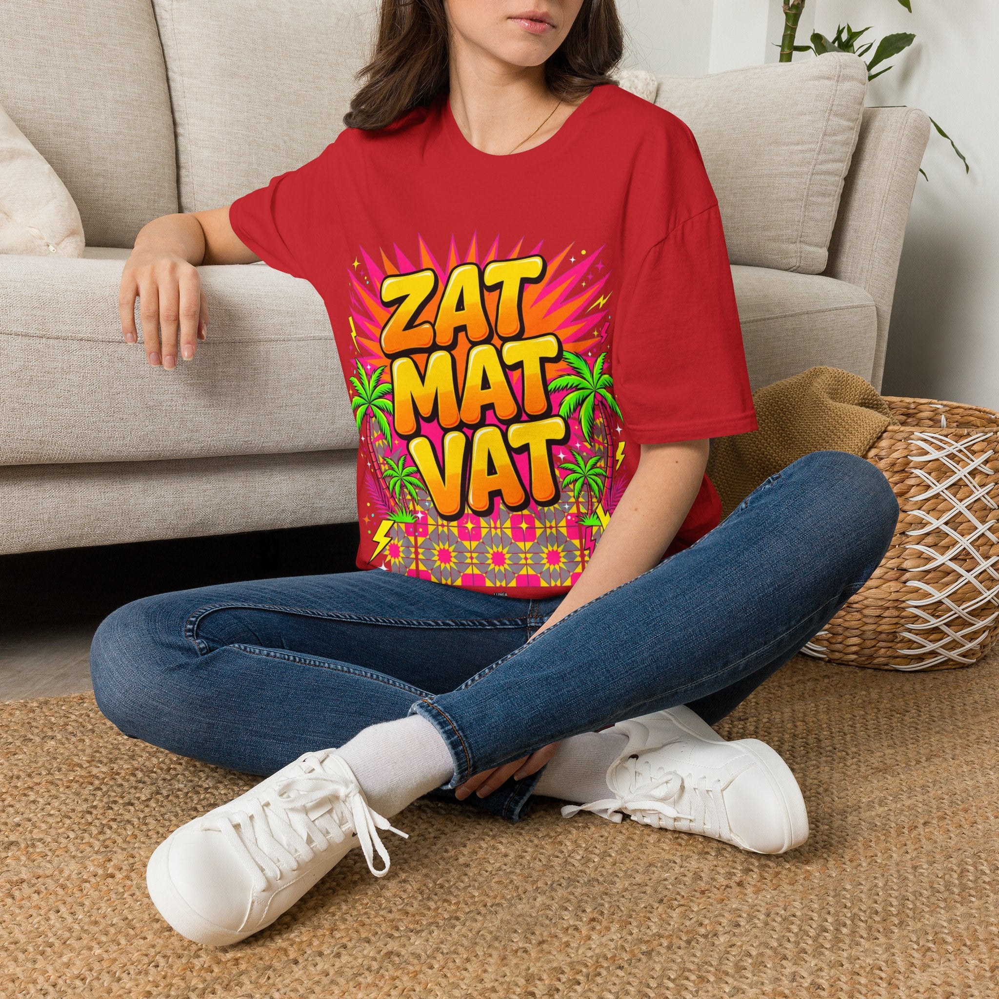 Zat Mat Vat Tropical Pop T-Shirt — Bright Hawaiian Graphic Tee - LUMÏA