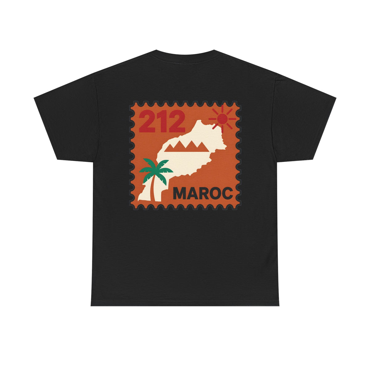 T-shirt Timbre Maroc 212 — Style voyage vintage