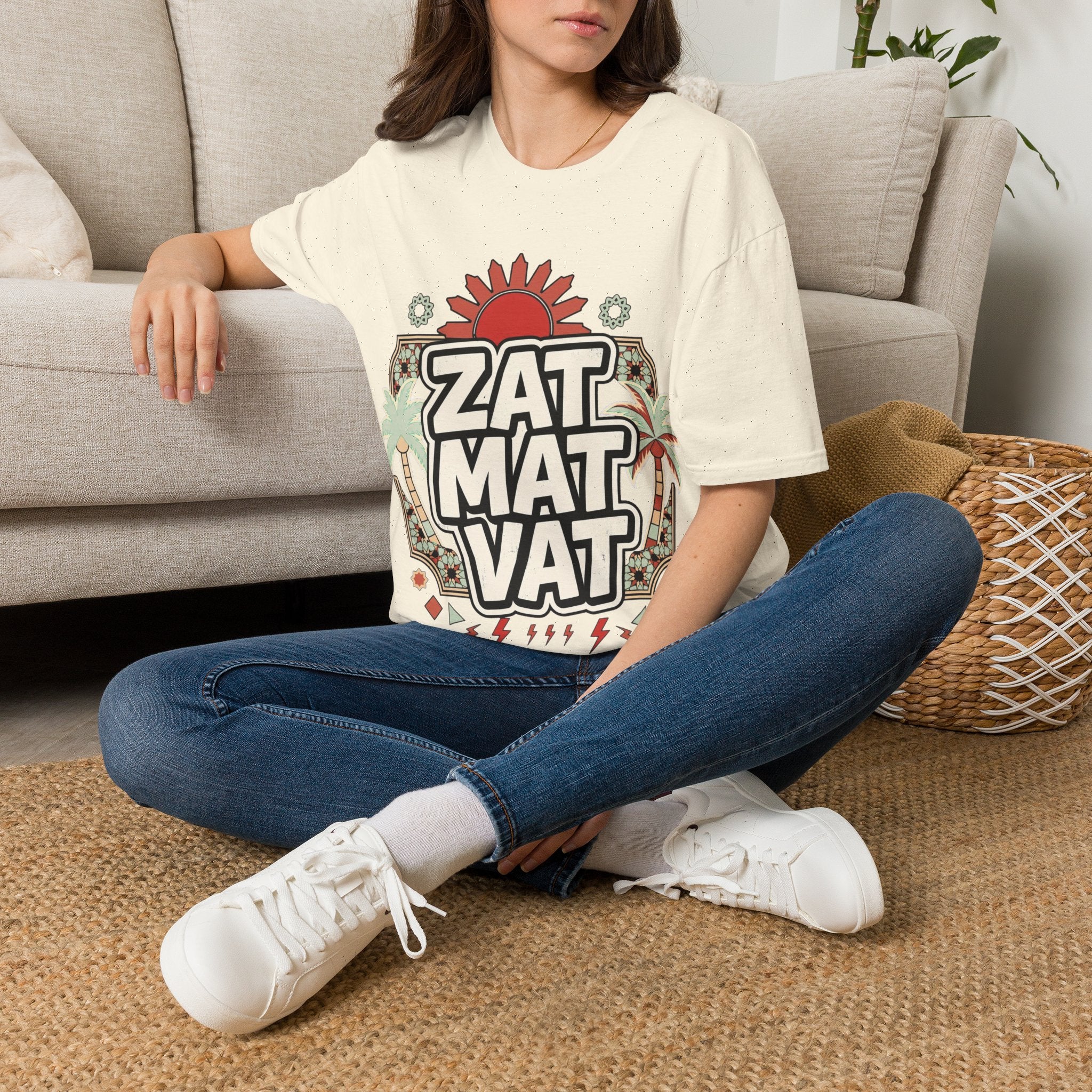 ZAT MAT VAT Graphic T-Shirt — Retro Sun & Palm Beach Vibe Tee - LUMÏA