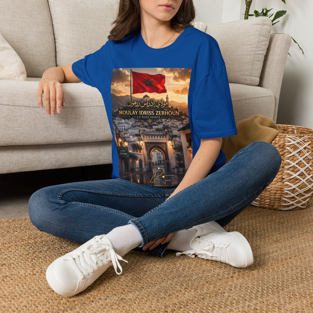 Moulay Idriss Zerhoun Morocco Flag T‑Shirt – Scenic Cityscape Tee