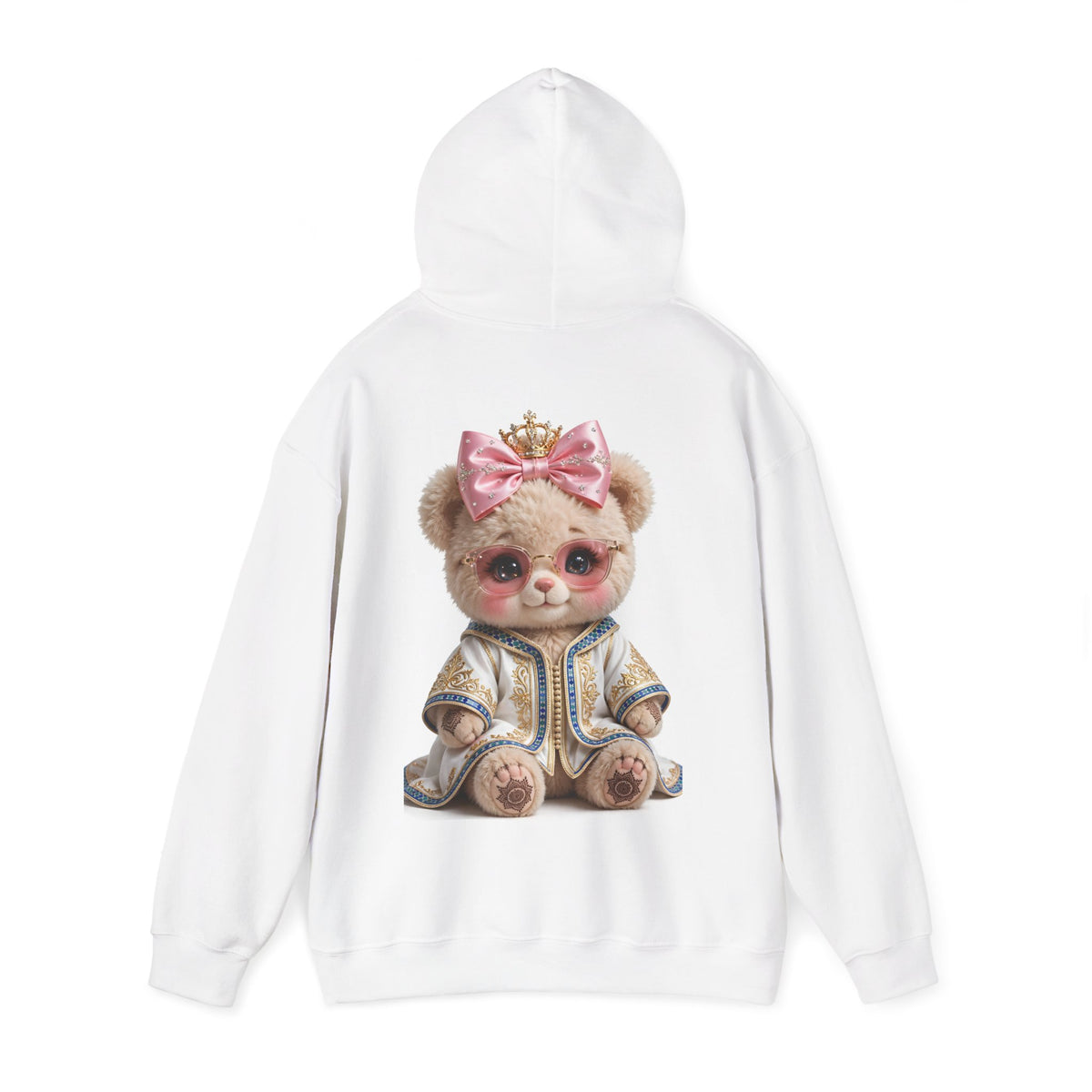 Cute Teddy Bear Hoodie — Floral Bow Plush Back Print - LUMÏA