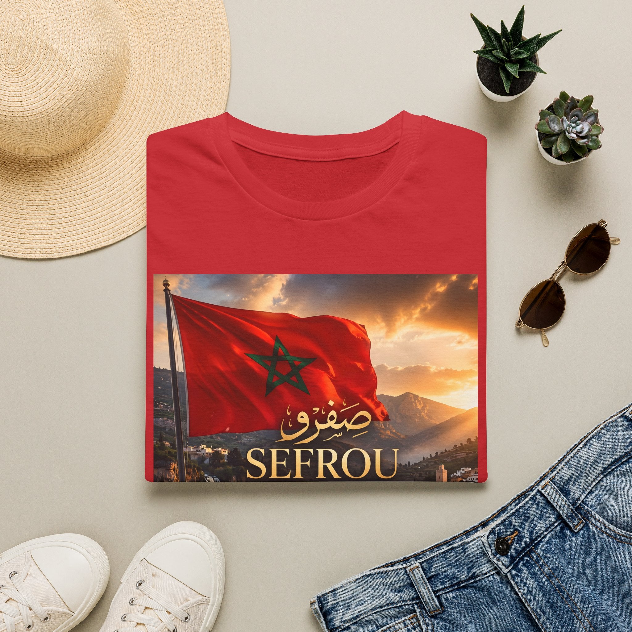 Sefrou Flag T-Shirt — Moroccan City Pride Tee - LUMÏA