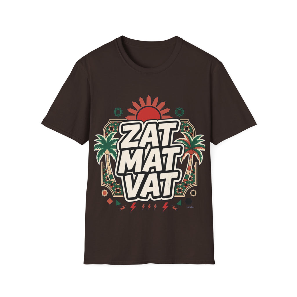 ZAT MAT VAT Graphic T-Shirt — Retro Sun & Palm Beach Vibe Tee - LUMÏA