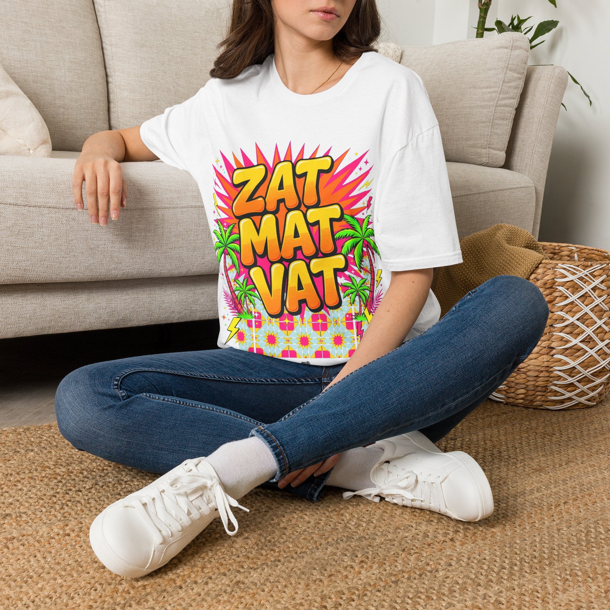 Zat Mat Vat Tropical Pop T-Shirt — Bright Hawaiian Graphic Tee