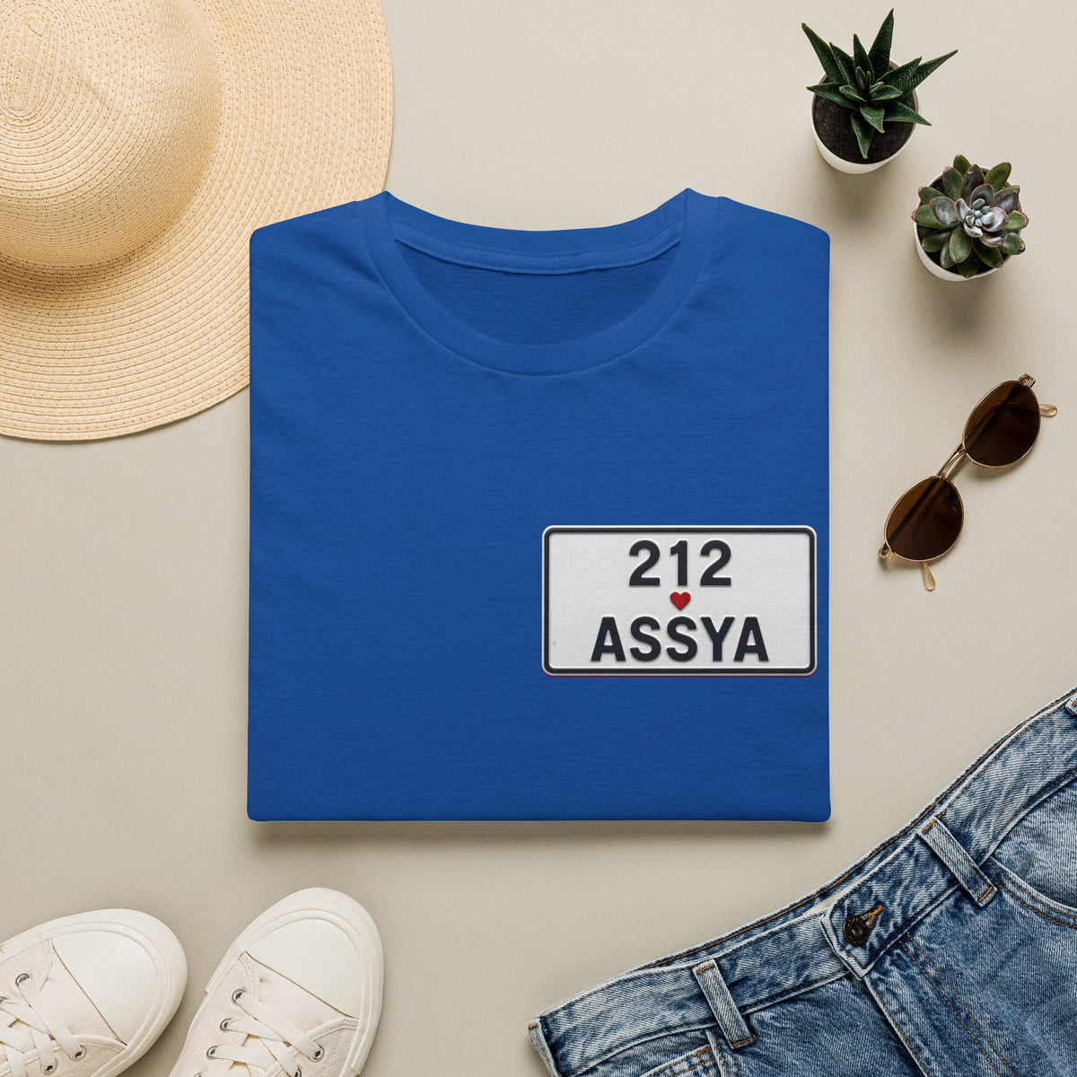 212 Assya Nameplate T‑Shirt — Personalized City Number Tee - LUMÏA