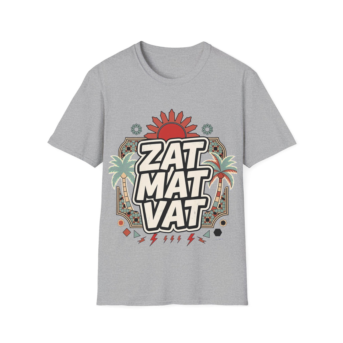 ZAT MAT VAT Graphic T-Shirt — Retro Sun & Palm Beach Vibe Tee - LUMÏA