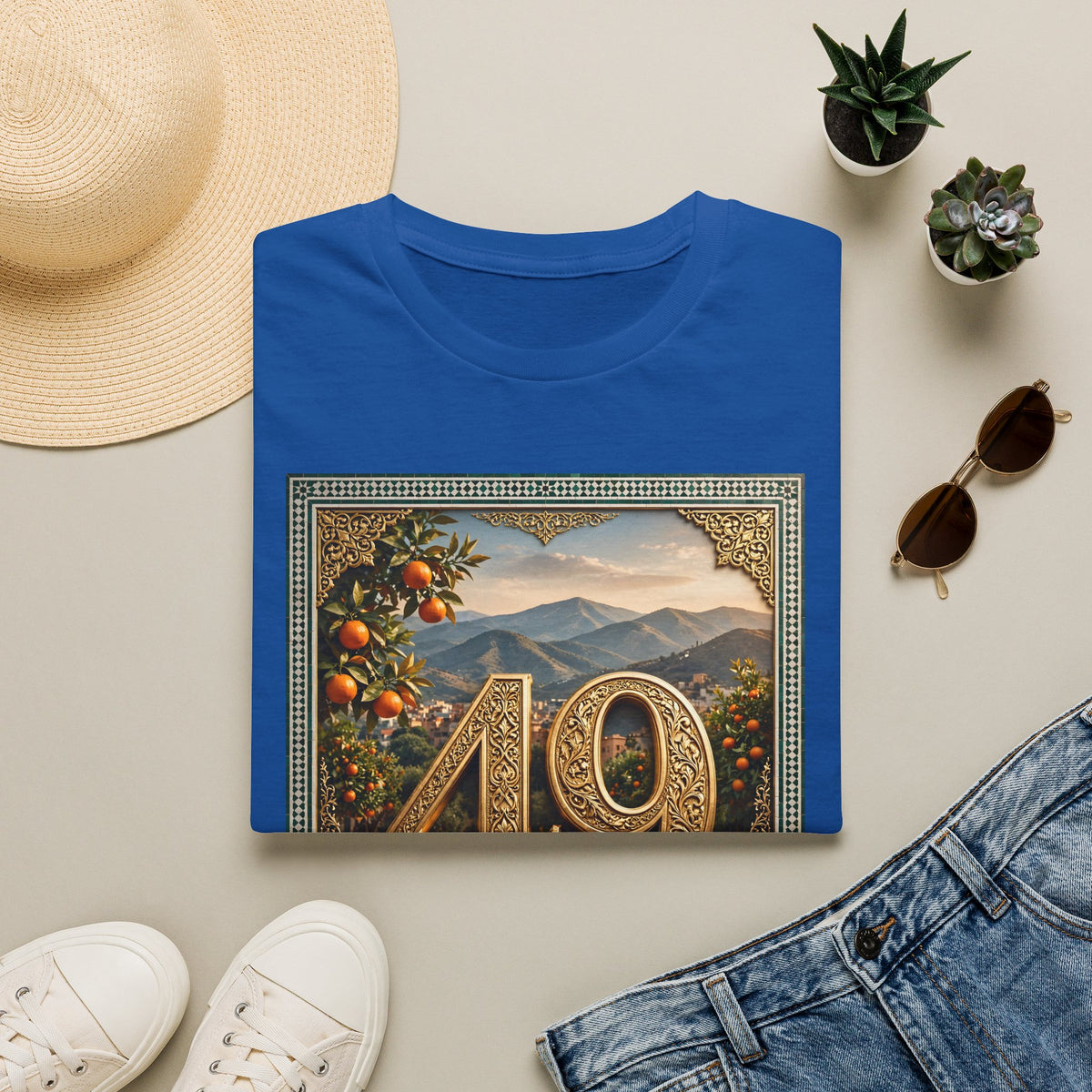 40/49 Birthday Vintage Landscape T‑Shirt — Personalized 'Berkane' Name Retro Number Tee - LUMÏA