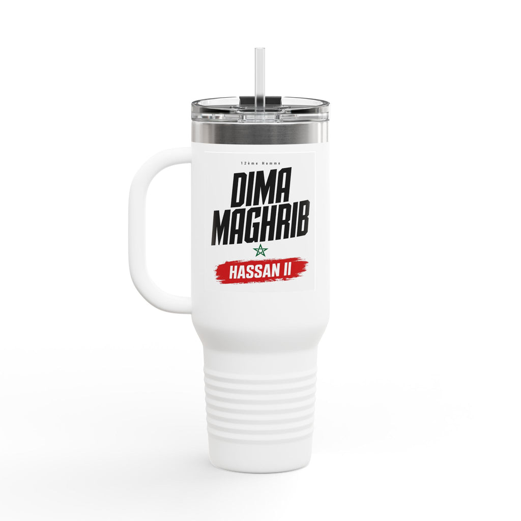 40oz Insulated Travel Mug — "Bzzaf 3la Mok L'Mghrib" Moroccan Pride Tumbler