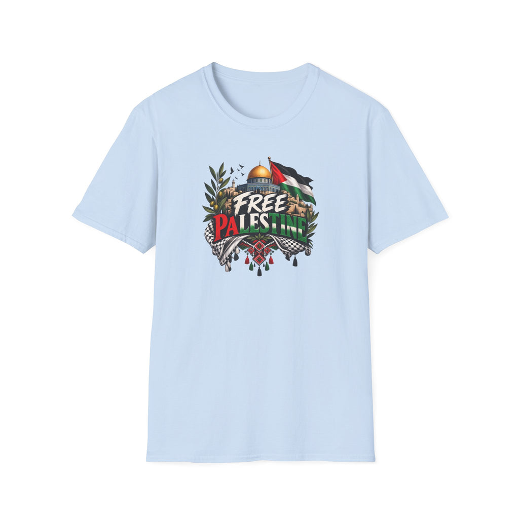 T-shirt Palestine – Motif Dôme du Rocher, branches d’olivier et drapeau - LUMÏA