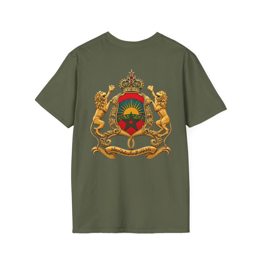Moroccan Coat of Arms Chest T‑Shirt — Vintage Morocco Crest Tee