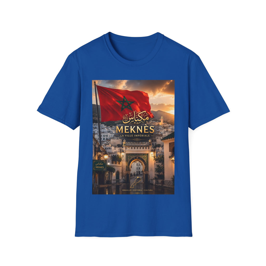 Meknès Morocco Flag T‑Shirt — Arabic Script City Skyline Tee