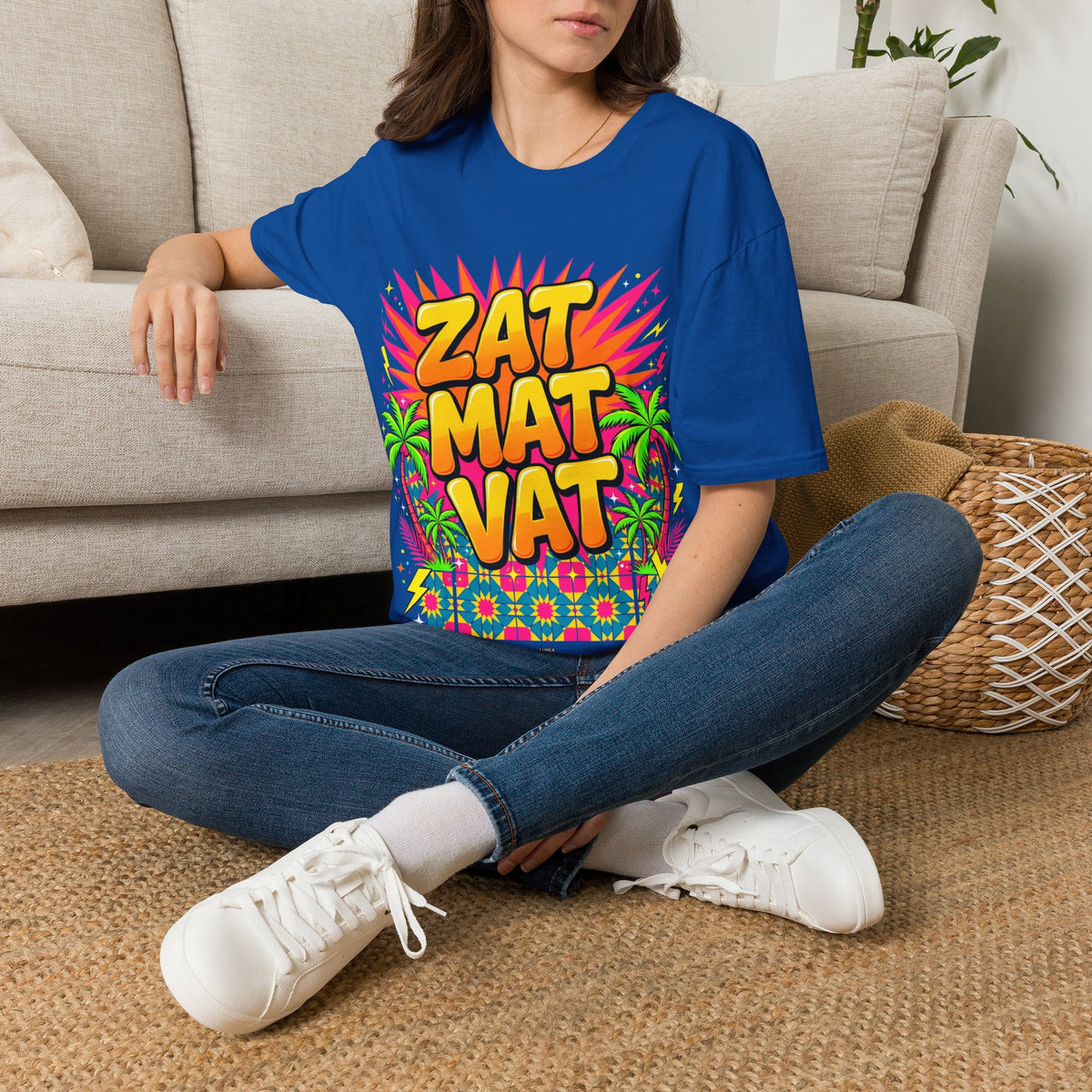 Zat Mat Vat Tropical Pop T-Shirt — Bright Hawaiian Graphic Tee - LUMÏA