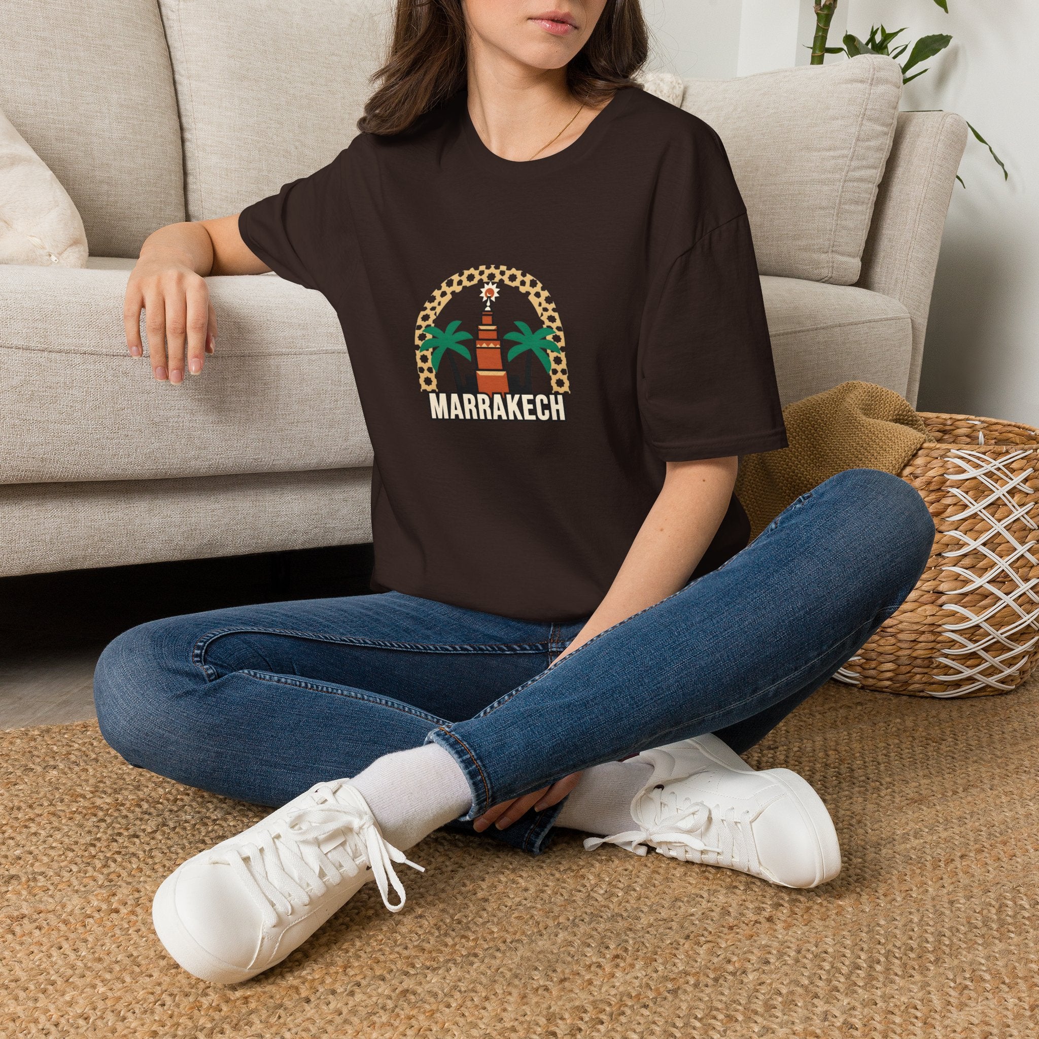 T-shirt Marrakech Palmiers — Souvenir de voyage au Maroc