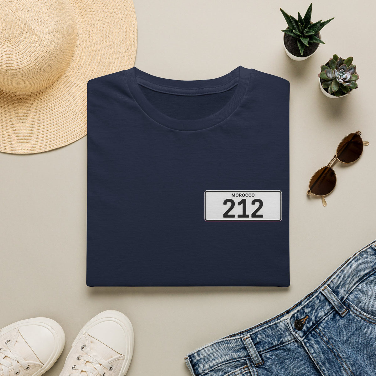 Morocco 212 License Plate T-Shirt — Minimal Vintage Auto Tee - LUMÏA