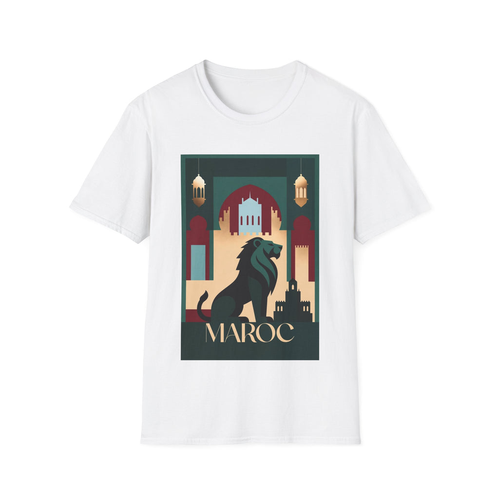 Morocco Travel Poster T-Shirt — Vintage Marrakech Lion Rampant Design