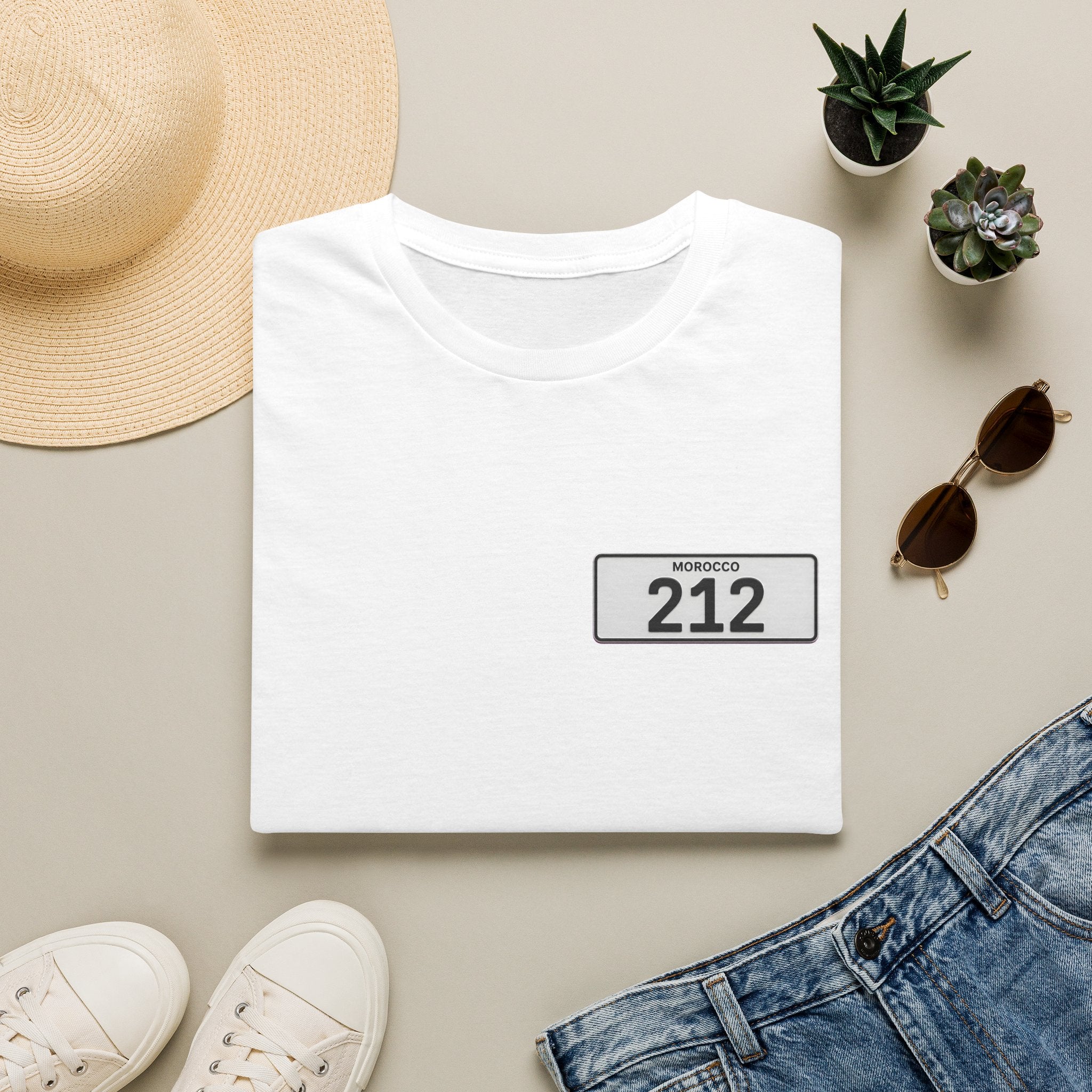 Morocco 212 License Plate T-Shirt — Minimal Vintage Auto Tee - LUMÏA