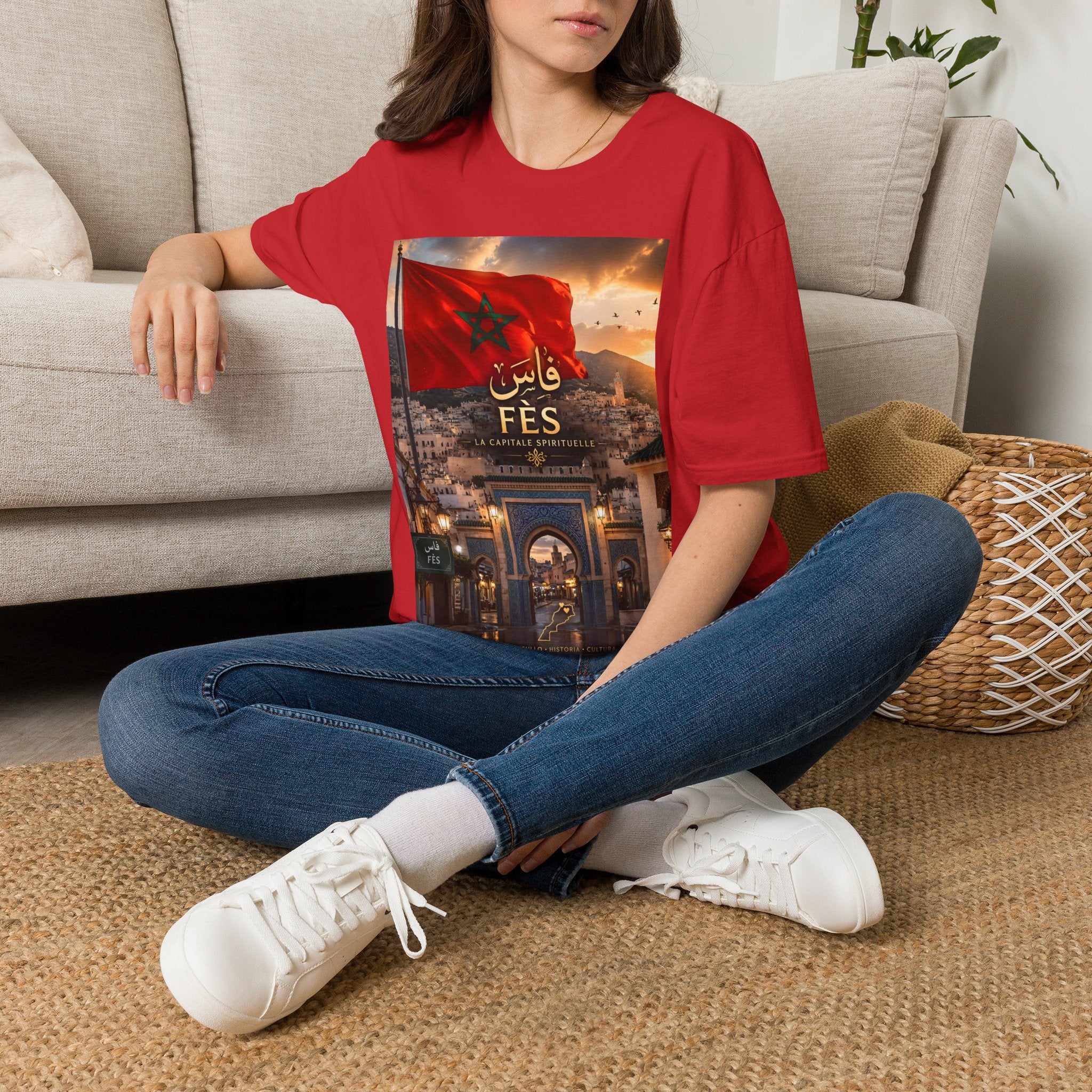 Fès Morocco Flag T-Shirt — Moroccan Fes Cityscape Tee