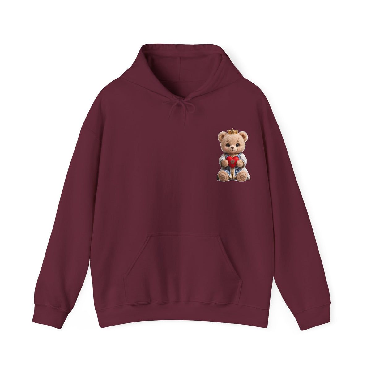 Teddy Bear Hoodie — Cute Crowned Bear Holding Heart Pullover - LUMÏA