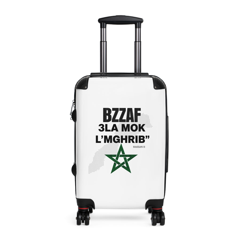 Hard-Side Carry-On Suitcase – Moroccan Pride 'Bzzaf 3la Mok L'Mghrib' with Green Star Map Design