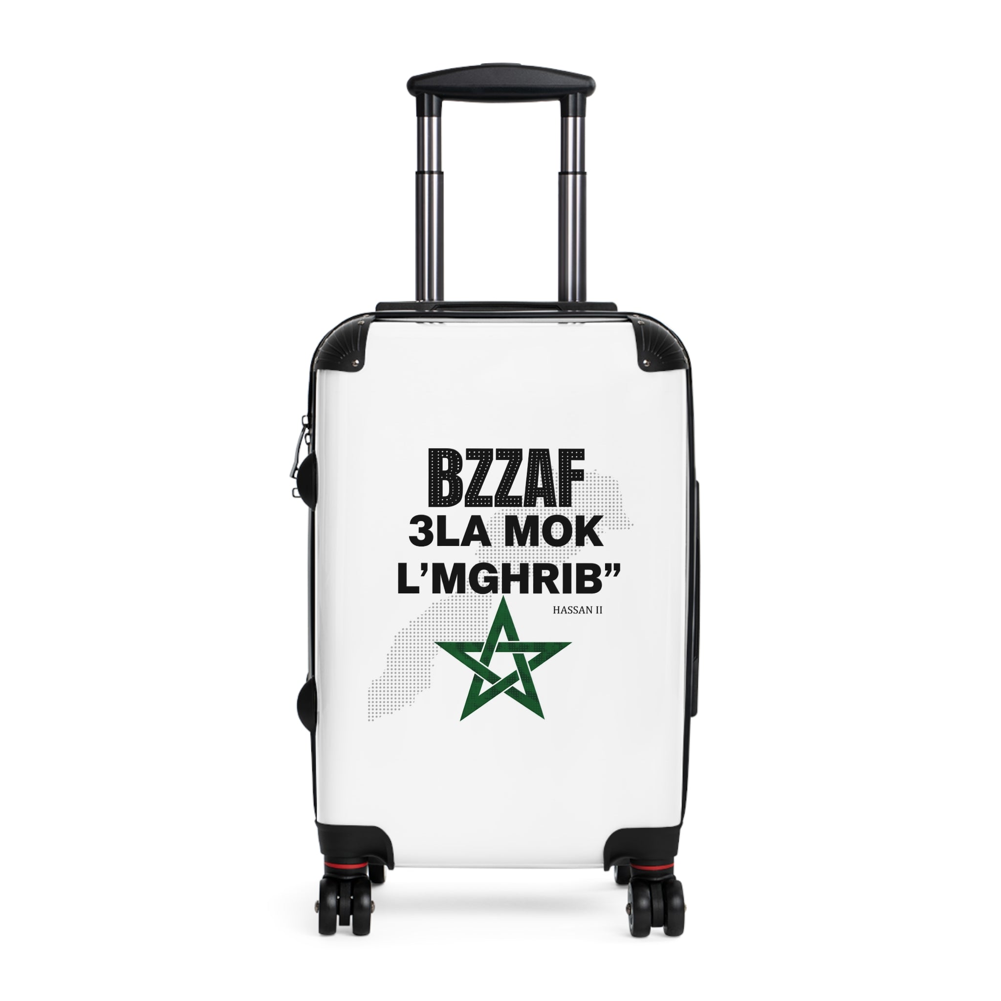 Hard-Side Carry-On Suitcase – Moroccan Pride 'Bzzaf 3la Mok L'Mghrib' with Green Star Map Design