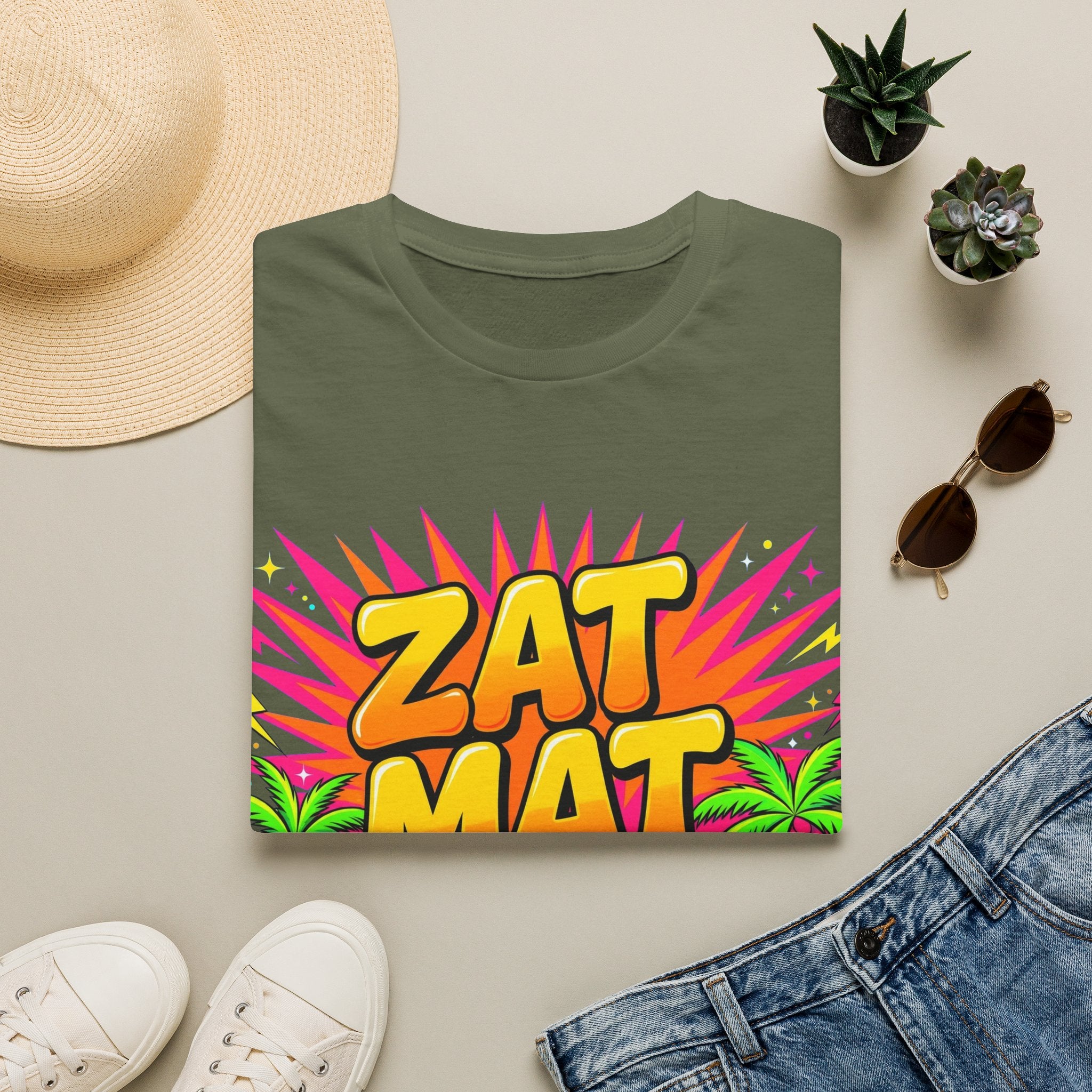 Zat Mat Vat Tropical Pop T-Shirt — Bright Hawaiian Graphic Tee - LUMÏA