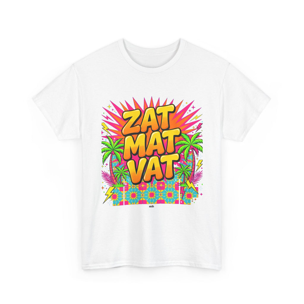 Graphic Tee — 'ZAT MAT VAT' Tropical Retro Palm Beach Shirt