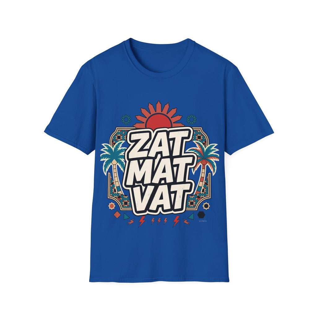 ZAT MAT VAT Graphic T-Shirt — Retro Sun & Palm Beach Vibe Tee - LUMÏA