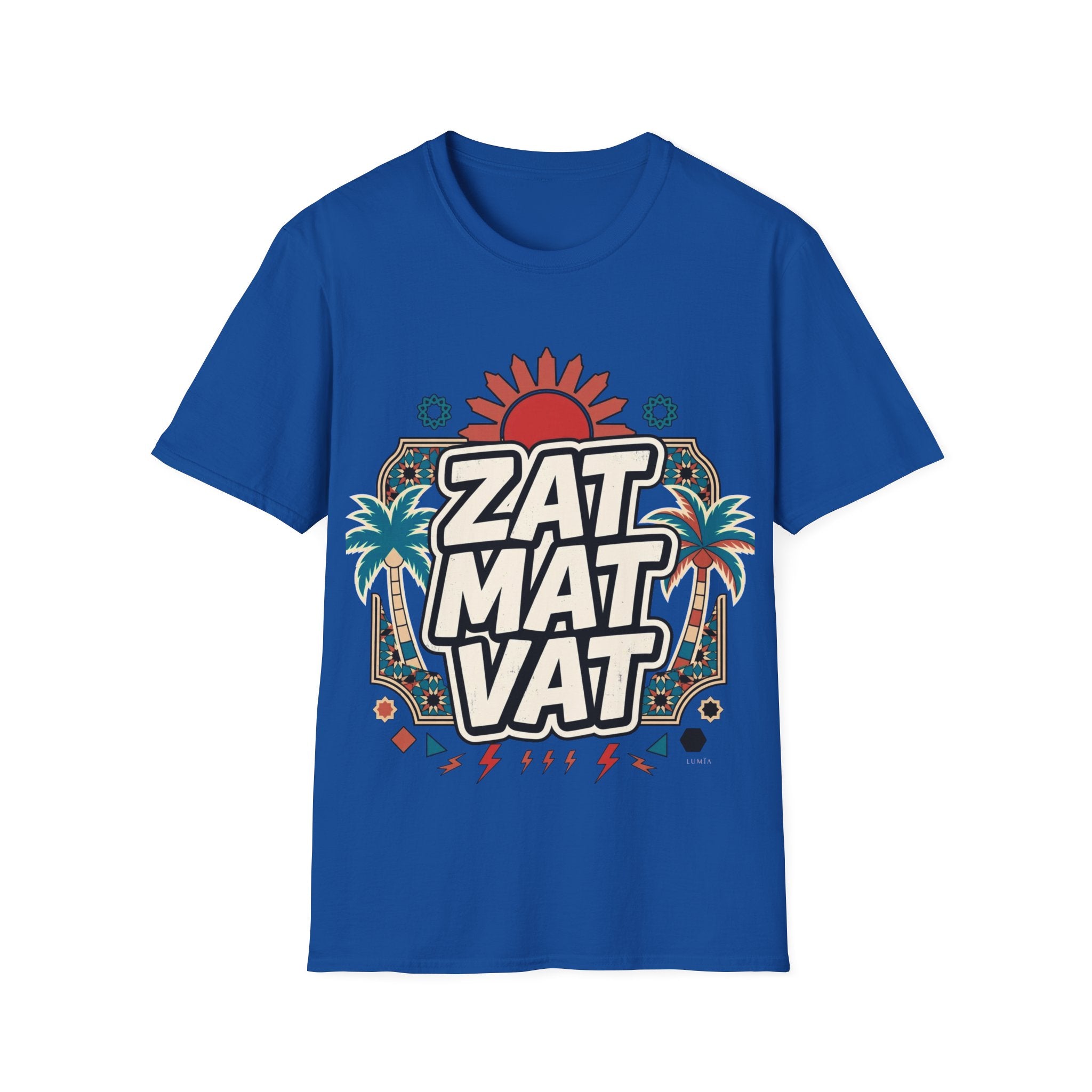 ZAT MAT VAT Graphic T-Shirt — Retro Sun & Palm Beach Vibe Tee - LUMÏA