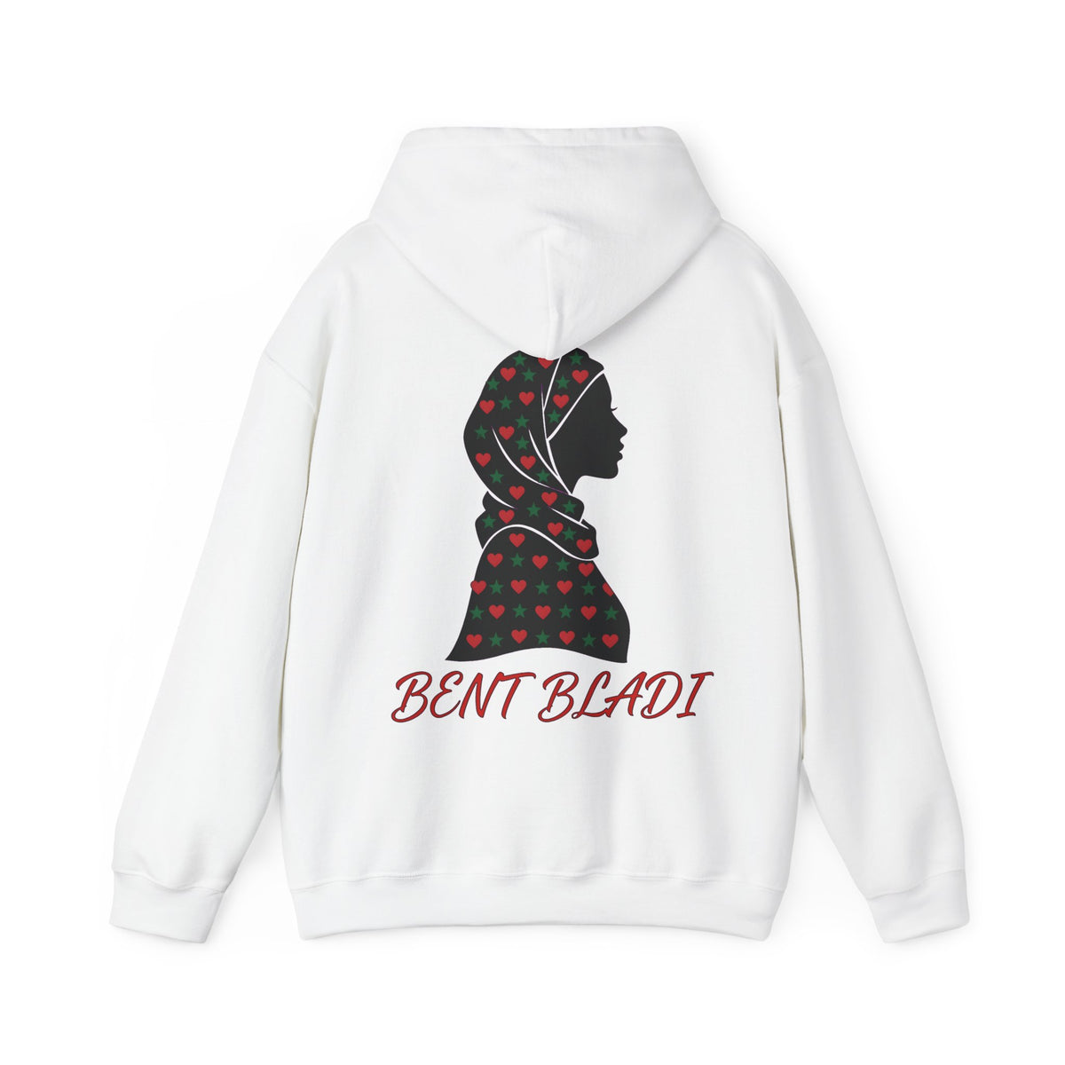Sweat à capuche Bent Bladi – Silhouette féminine au foulard à cœurs - LUMÏA