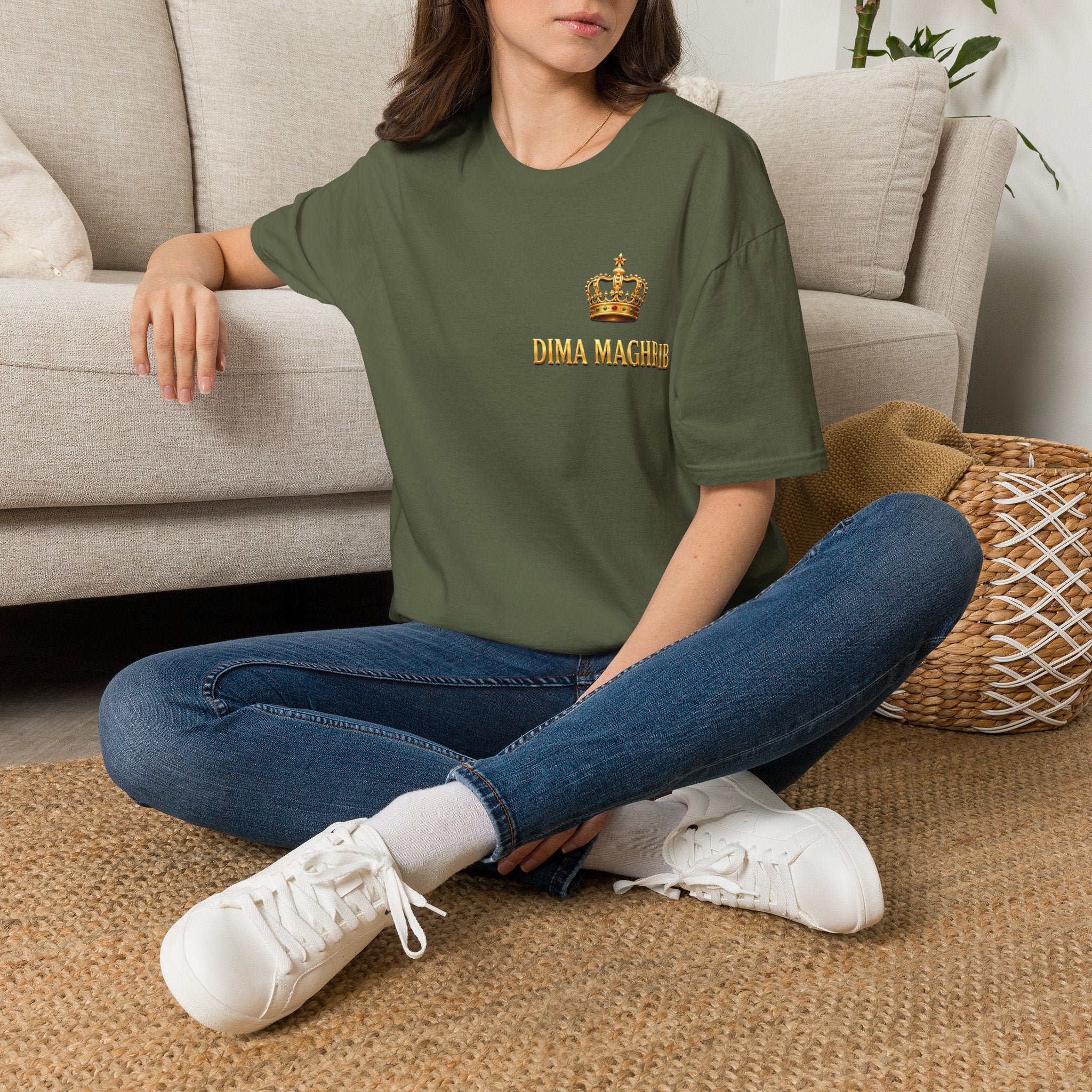 Crown Name T‑Shirt — "Dima Maghre" Embroidered Royal Chest Tee