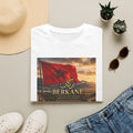 Berkane Morocco Flag Graphic T‑Shirt — Arabic Script Sunset Cityscape - LUMÏA