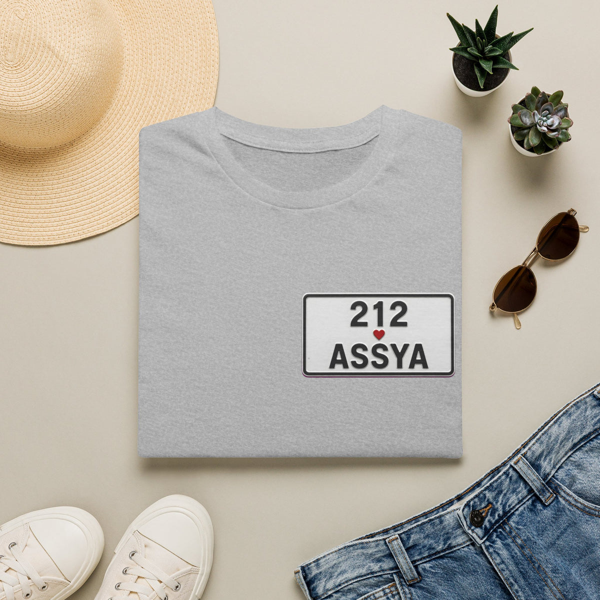 212 Assya Nameplate T‑Shirt — Personalized City Number Tee - LUMÏA