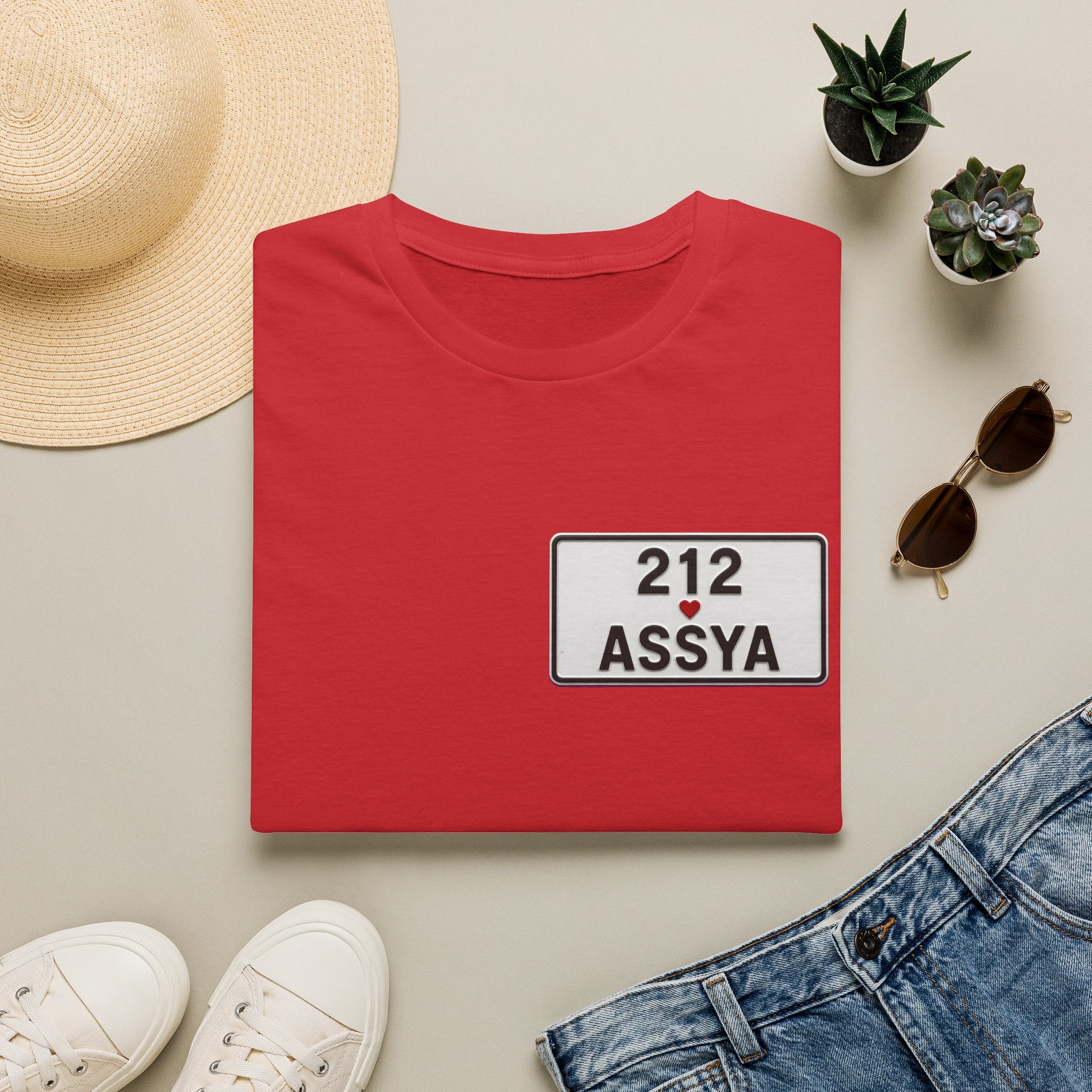 212 Assya Nameplate T‑Shirt — Personalized City Number Tee - LUMÏA
